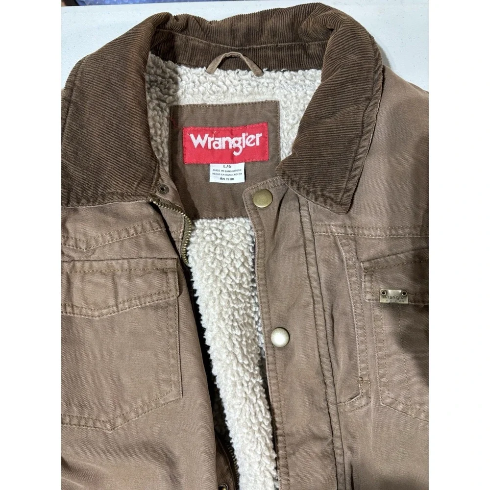 Sherpa Jacket Wrangler Lined Men's Trucker Corduroy Collar Large Western‎